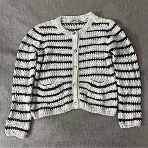 Zara Women’s Thick Striped Knit Cardigan Sweater